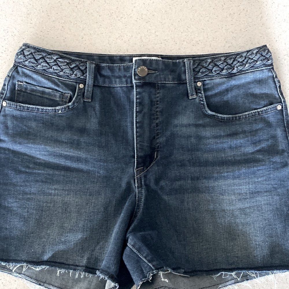 Frayed High Rise Denim Shorts 29 Raw Hem Zip Up Summer - Picture 9 of 12